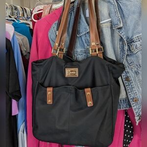 Calvin Klein Black and Brown Tote Bag